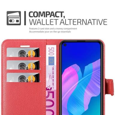 Huawei P40 LITE E Suojakuori Lompakkokotelo (Punainen)