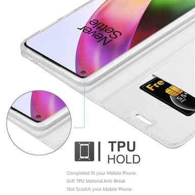 OnePlus 8 Suojakuori Lompakkokotelo (Hopea)