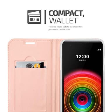 LG X POWER Suojakuori Lompakkokotelo (Vaaleanpunainen)