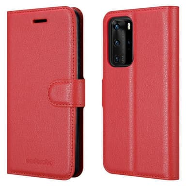 Huawei P40 Suojakuori Lompakkokotelo (Punainen)