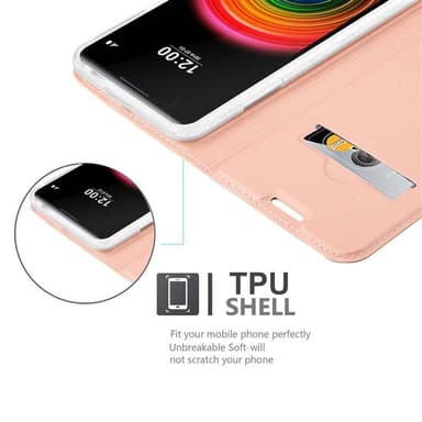 LG X POWER Suojakuori Lompakkokotelo (Vaaleanpunainen)