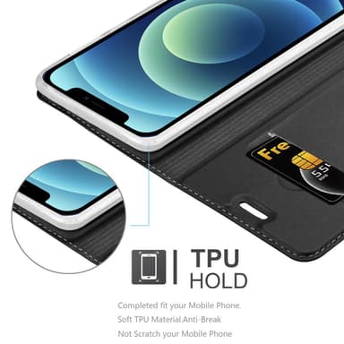 iPhone 12 MINI Suojakuori Lompakkokotelo (Musta)