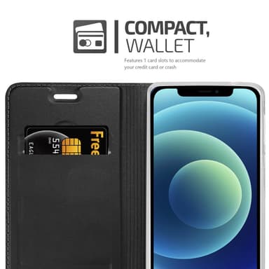 iPhone 12 MINI Suojakuori Lompakkokotelo (Musta)