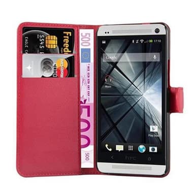 HTC ONE M7 Suojakuori Lompakkokotelo (Punainen)