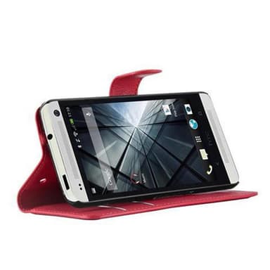 HTC ONE M7 Suojakuori Lompakkokotelo (Punainen)