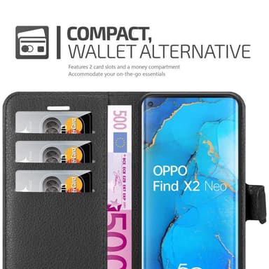 Oppo FIND X2 NEO Suojakuori Lompakkokotelo (Musta)