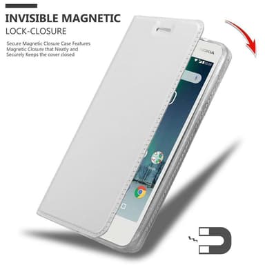 Nokia 2 2017 Suojakuori Lompakkokotelo (Hopea)