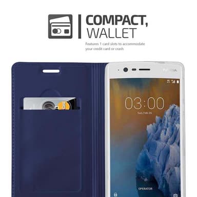 Nokia 3 2017 Suojakuori Lompakkokotelo (Sininen)