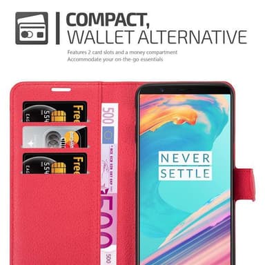 OnePlus 5T Suojakuori Lompakkokotelo (Punainen)