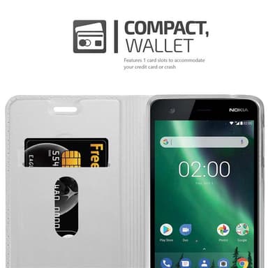 Nokia 2 2017 Suojakuori Lompakkokotelo (Hopea)