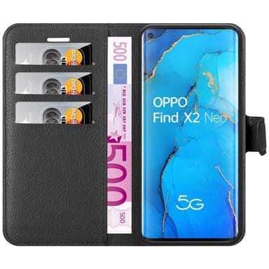Oppo FIND X2 NEO Suojakuori Lompakkokotelo (Musta)