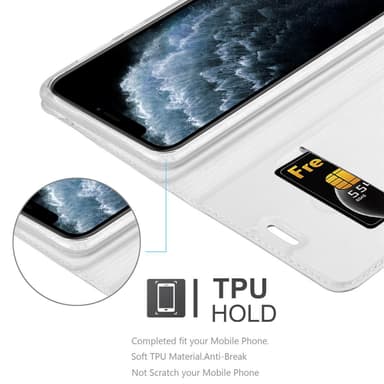 iPhone 11 PRO MAX Suojakuori Lompakkokotelo (Hopea)