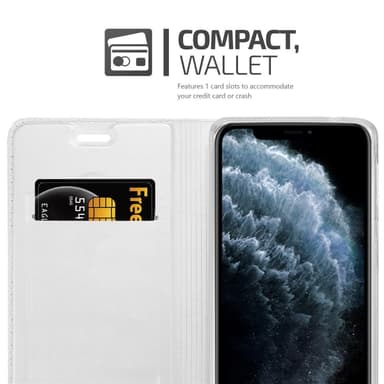 iPhone 11 PRO MAX Suojakuori Lompakkokotelo (Hopea)