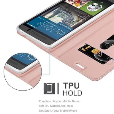 HTC ONE M9 Suojakuori Lompakkokotelo (Vaaleanpunainen)