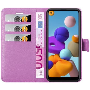 Samsung Galaxy A21 Suojakuori Lompakkokotelo (Violetti)