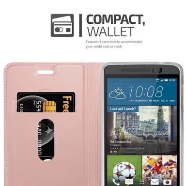HTC ONE M9 Suojakuori Lompakkokotelo (Vaaleanpunainen)