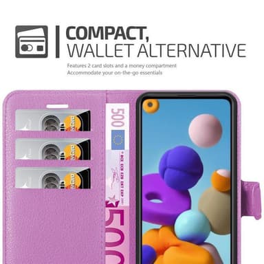 Samsung Galaxy A21 Suojakuori Lompakkokotelo (Violetti)