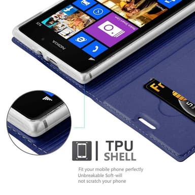 Nokia Lumia 925 Suojakuori Lompakkokotelo (Sininen)