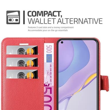 Huawei NOVA 7 5G Suojakuori Lompakkokotelo (Punainen)