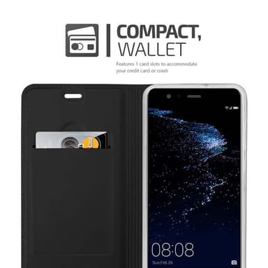 Huawei P10 LITE Suojakuori Lompakkokotelo (Musta)