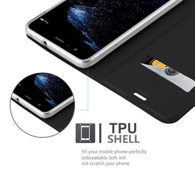Huawei P10 LITE Suojakuori Lompakkokotelo (Musta)
