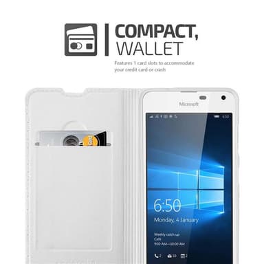 Nokia Lumia 650 Suojakuori Lompakkokotelo (Hopea)