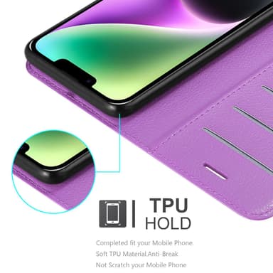iPhone 14 PLUS Suojakuori Lompakkokotelo (Violetti)