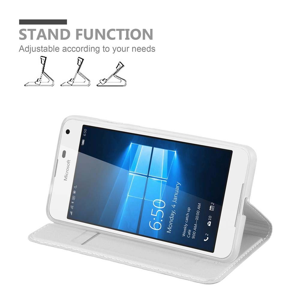 Nokia Lumia 650 Suojakuori Lompakkokotelo (Hopea)