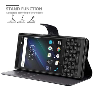 Blackberry KEY 2 Suojakuori Lompakkokotelo (Musta)