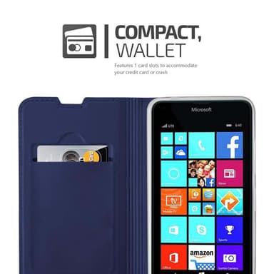 Nokia Lumia 640 Suojakuori Lompakkokotelo (Sininen)