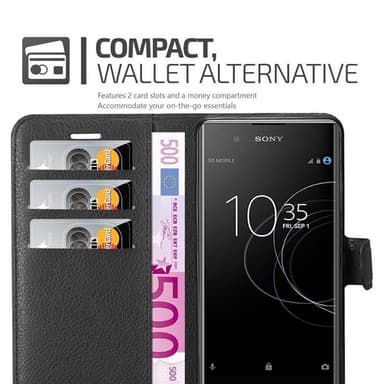 Sony Xperia XA1 PLUS Suojakuori Lompakkokotelo (Musta)