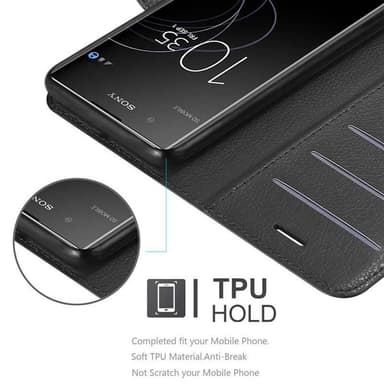 Sony Xperia XA1 PLUS Suojakuori Lompakkokotelo (Musta)