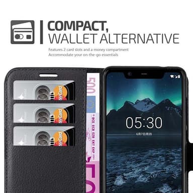 Nokia 5.1 Suojakuori Lompakkokotelo (Musta)