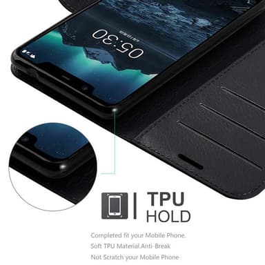 Nokia 5.1 Suojakuori Lompakkokotelo (Musta)