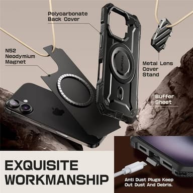SUPCASE UB Mag XT kuori iPhone 16 - Musta
