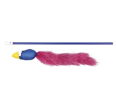 Lelu kissoille leikkivapa linnulla ja höyhenillä, 50 cm