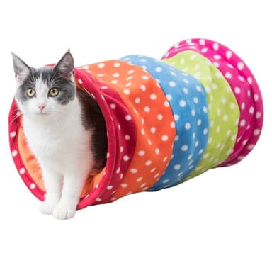 Lelu kissoille, jotka leikkivät tunnelia, fleece, ø 25 × 50 cm, monivärinen