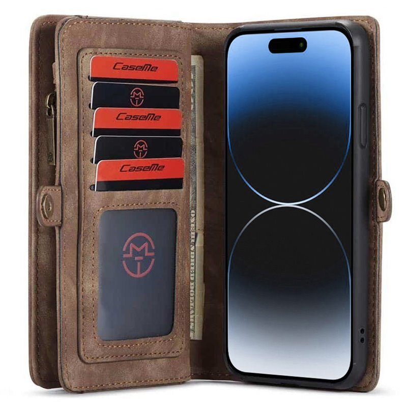 CaseMe puhelimenkotelo 008 8-kortti iPhone 15 Plus - Ruskea