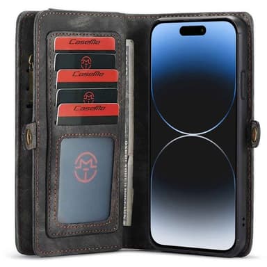 CaseMe puhelimenkotelo 008 8-kortti iPhone 15 Plus - Musta/harma