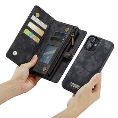 CaseMe puhelimenkotelo 008 8-kortti iPhone 16 Plus - Musta/harma