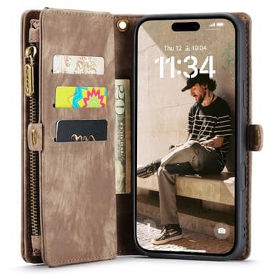 CaseMe puhelimenkotelo 008 8-kortti iPhone 16 Plus - Ruskea
