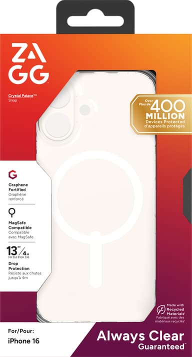 Zagg iPhone 16 Crystal Palace Snap suojakuori (läpinäkyvä)