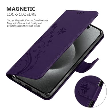 iPhone 16 PRO MAX Suojakuori Lompakkokotelo (Violetti)