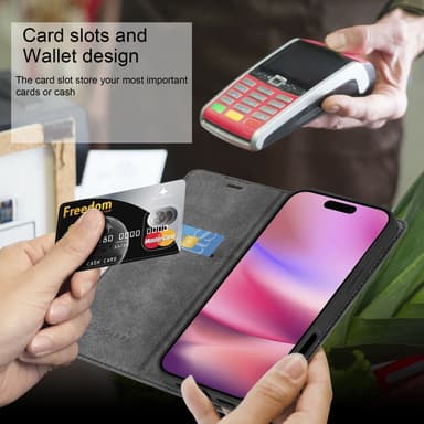 iPhone 16 PRO MAX Suojakuori Lompakkokotelo (Punainen)
