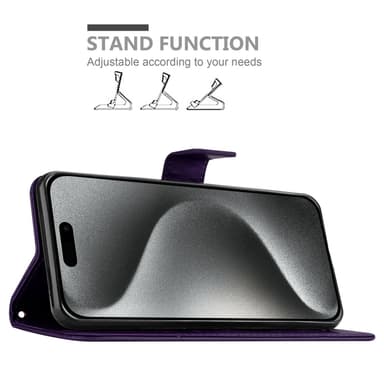 iPhone 16 PRO MAX Suojakuori Lompakkokotelo (Violetti)