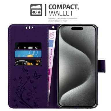 iPhone 16 PRO MAX Suojakuori Lompakkokotelo (Violetti)
