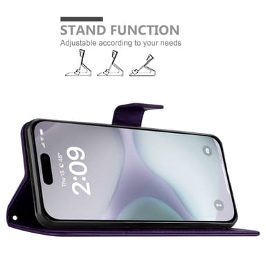 iPhone 16 PLUS Suojakuori Lompakkokotelo (Violetti)