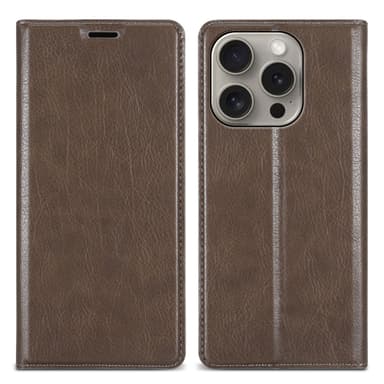 iPhone 16 PRO MAX Suojakuori Lompakkokotelo (Ruskea)