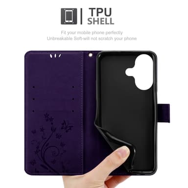iPhone 16 PLUS Suojakuori Lompakkokotelo (Violetti)