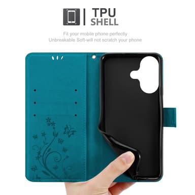 iPhone 16 PLUS Suojakuori Lompakkokotelo (Sininen)